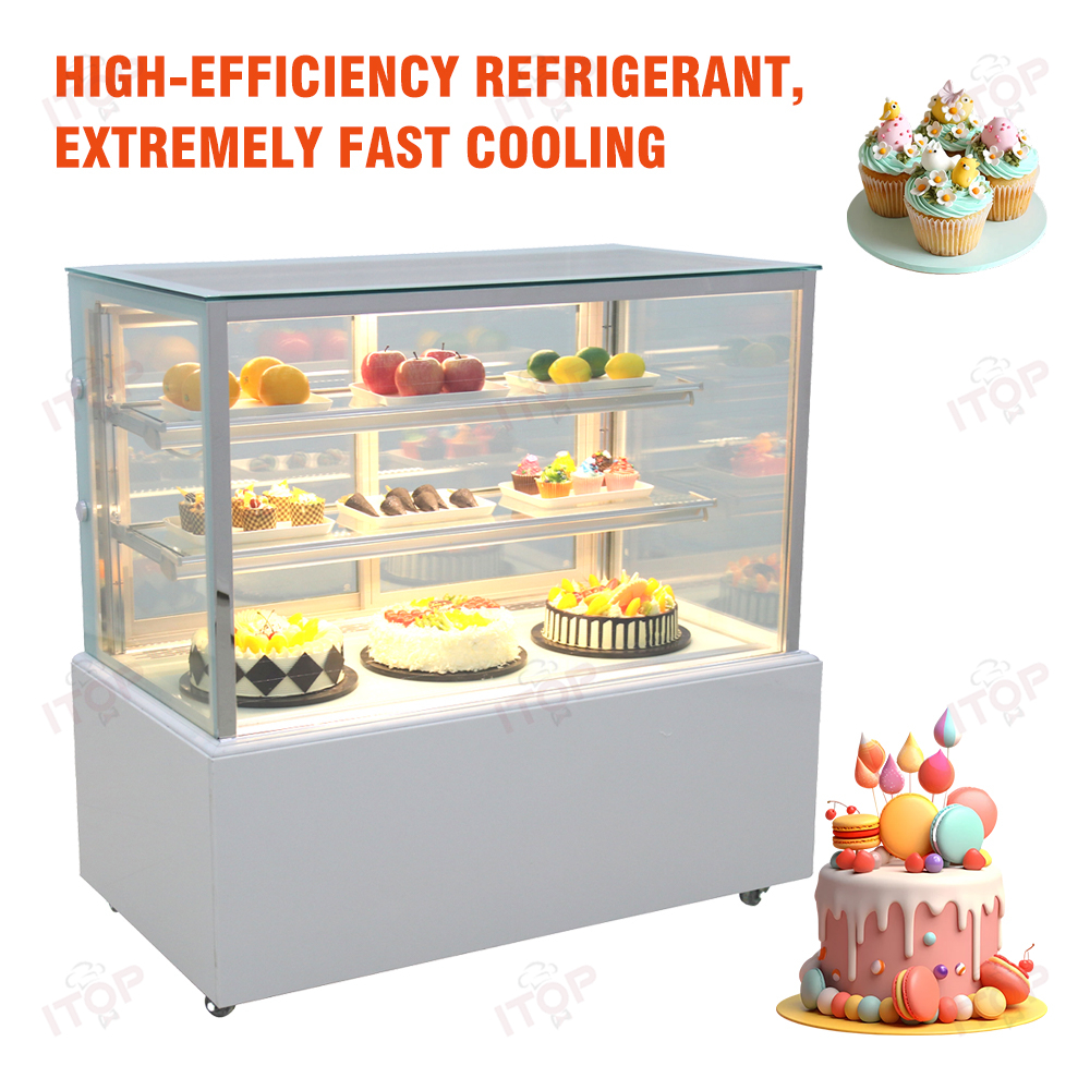 Commercial Countertop Cake Showcase Glass Refrigerated Display Case For Pies